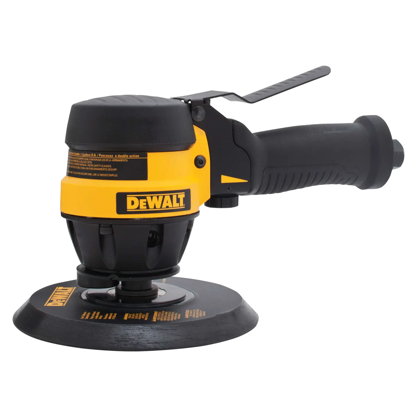 Profile of DEWALT dual action sander.