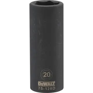 Deep impact socket 20 millimeter socket half in drive 6 point steel black oxide.