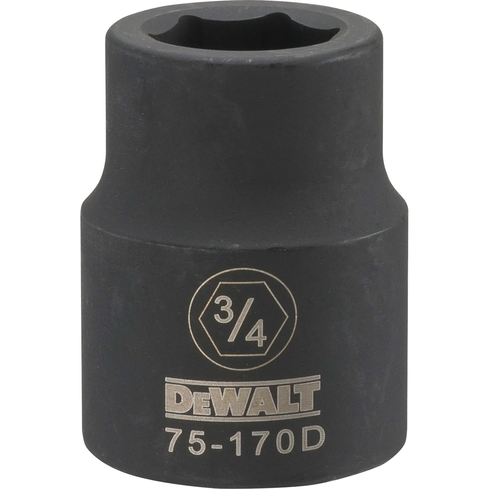 Impact socket 3 quarter in socket 3 quarter in drive 6 point Cr 440 steel black oxide.