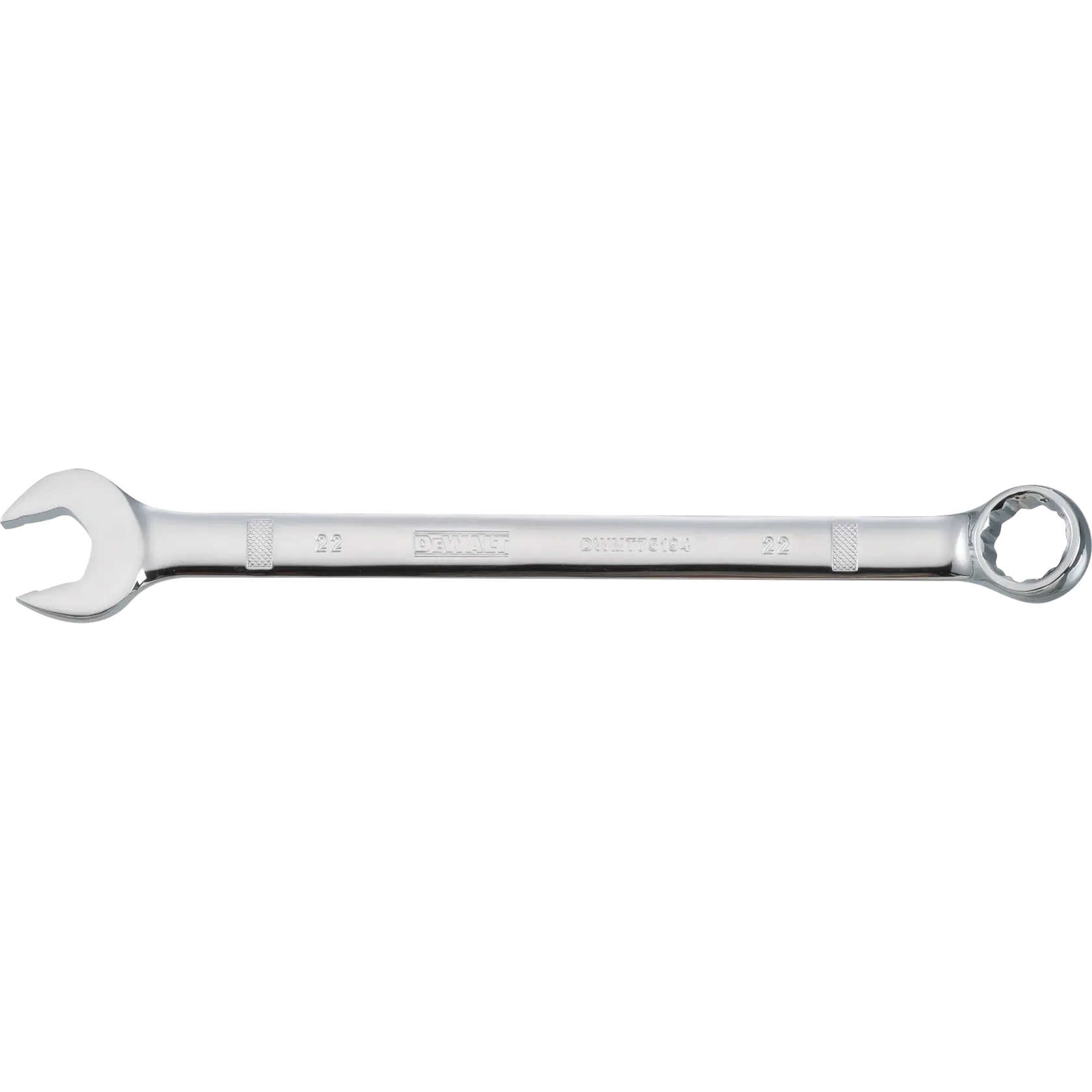 Combination wrench metric 22 millimeter head 11 and 5 eighths in length 12 point chrome comfort grip handle.