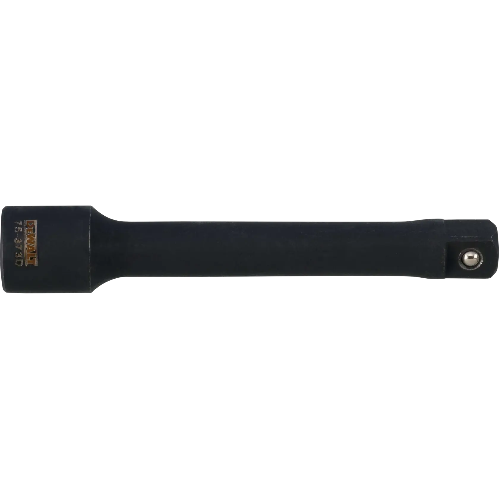A DEWALT black metal socket extension tool, used to extend the reach of sockets for tightening or loosening fasteners in hard-to-access areas.
