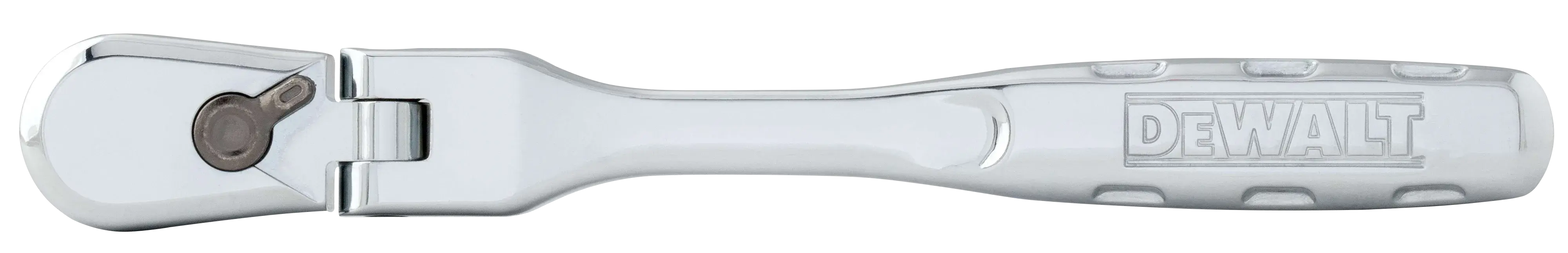 Overhead view of one quarter inch drive flex head ratchet.