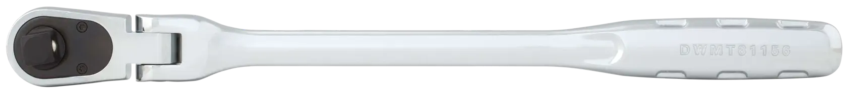 A DEWALT branded long-handled ratchet tool with a flex head, shown horizontally against a white background.