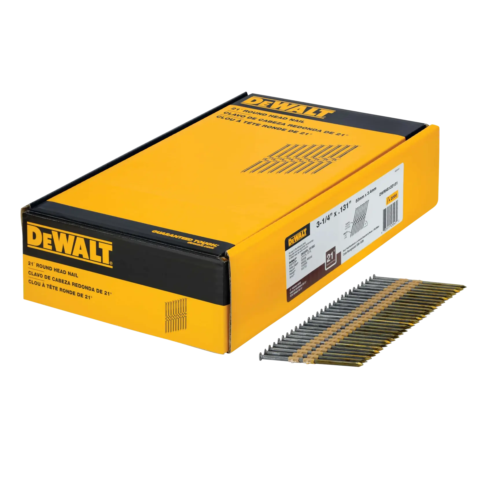 DEWALT® 3-1/4-in. x .131-in. 21-Degree Smooth Brite Round Head Nails (2000-Pack)