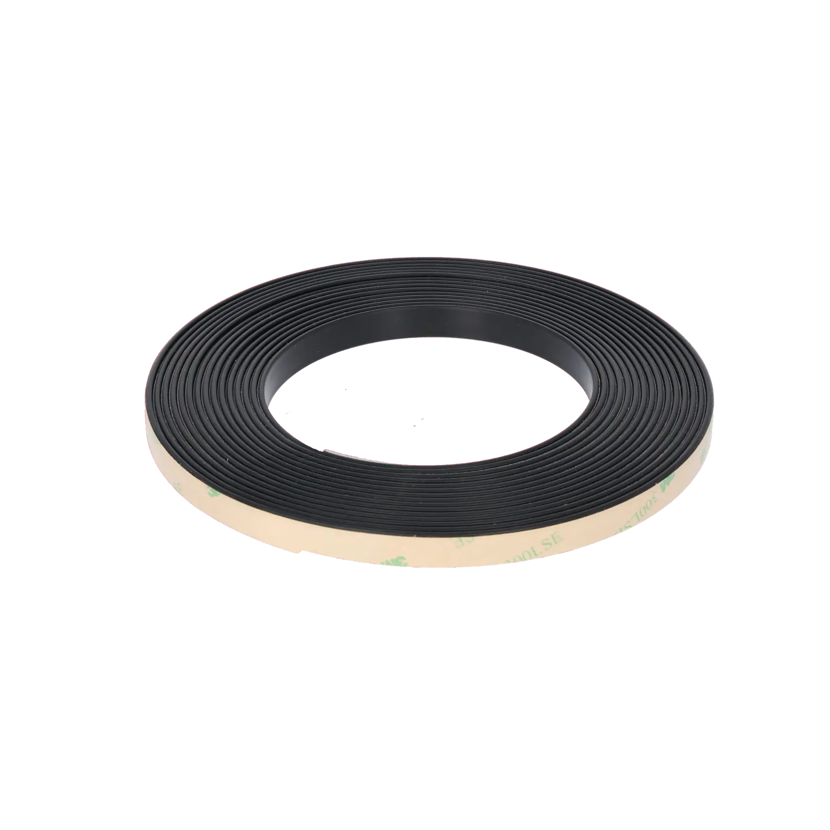 DEWALT DWS5050 black adhesive-backed track saw replacement strip roll, side angle on white background.