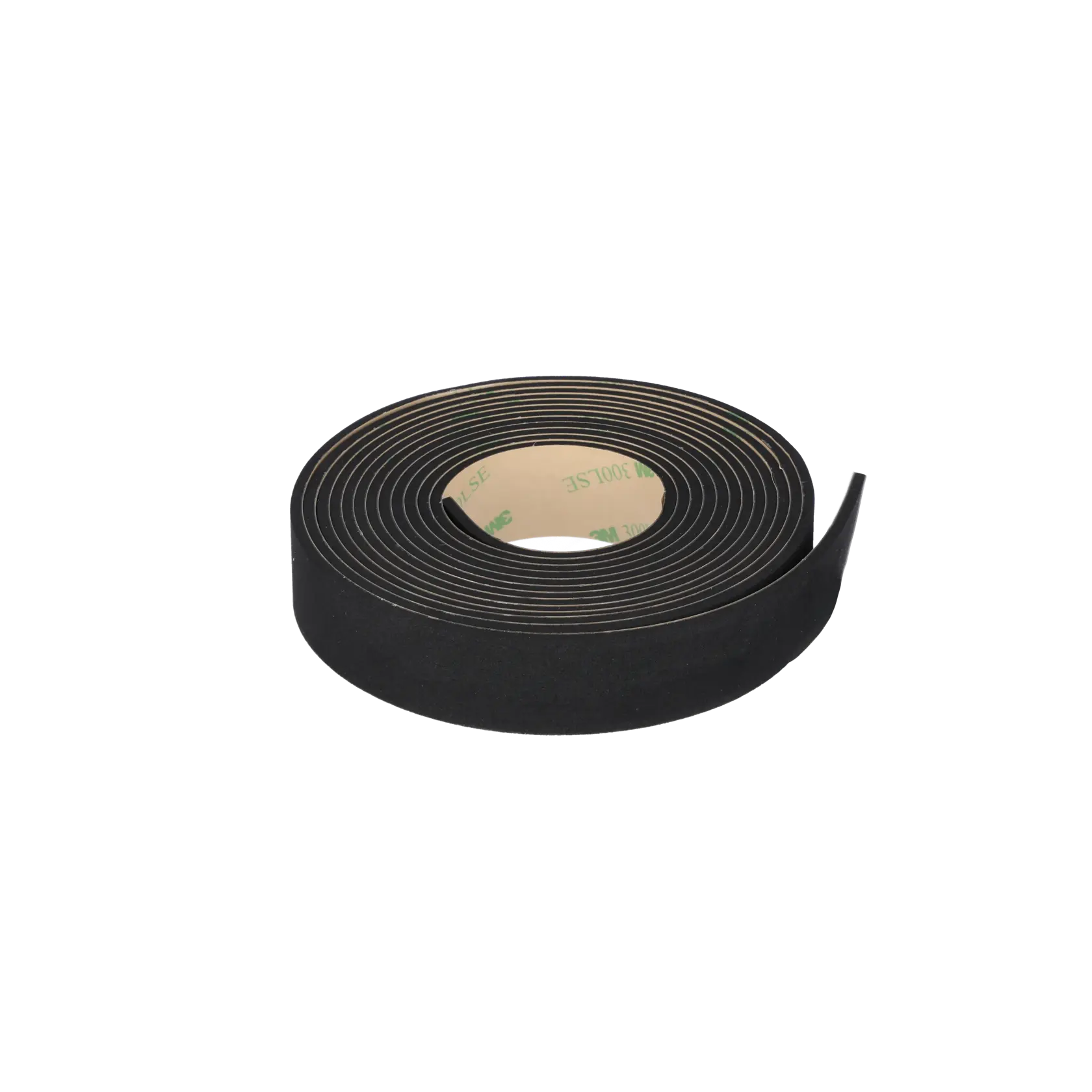 DEWALT DWS5052 black foam tape roll, adhesive backing, product photography on white background.