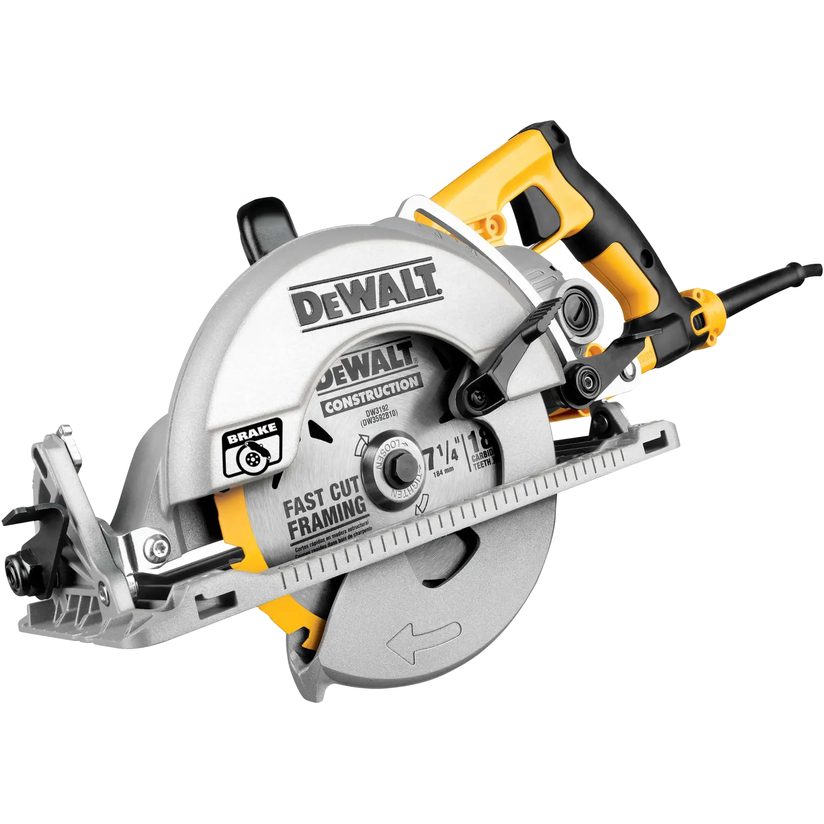 DEWALT® 7-1/4-in. Worm Drive Circular Saw With Electric Brake (Tool Only) thumbnail 7