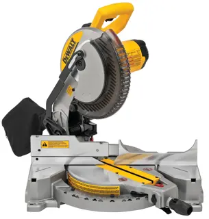 Profile of electric single bevel compound miter saw.
