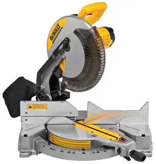 Profile of electric single bevel compound miter saw.