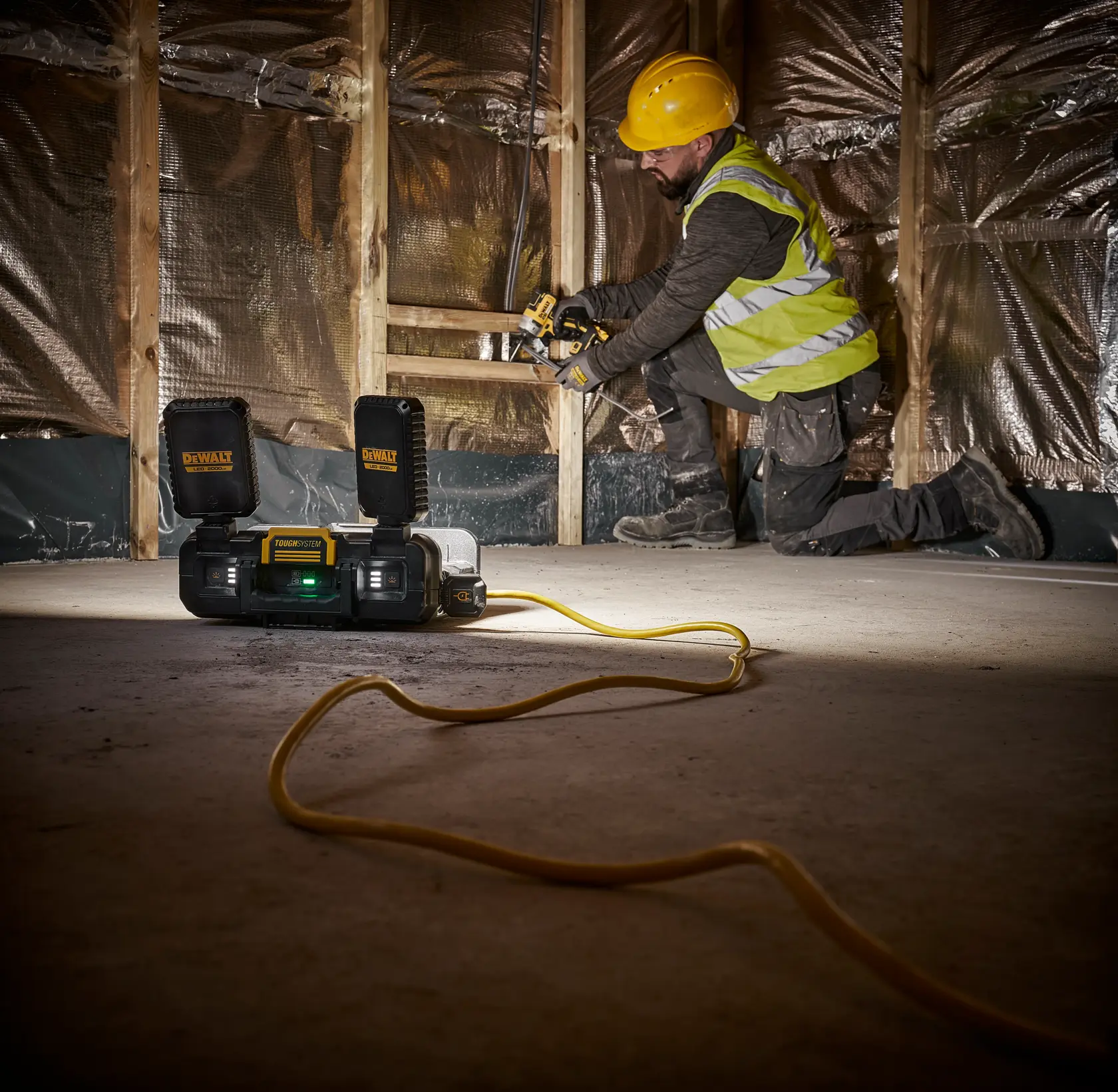 TOUGHSYSTEM 2.0 Adjustable Work Light running on AC Cord