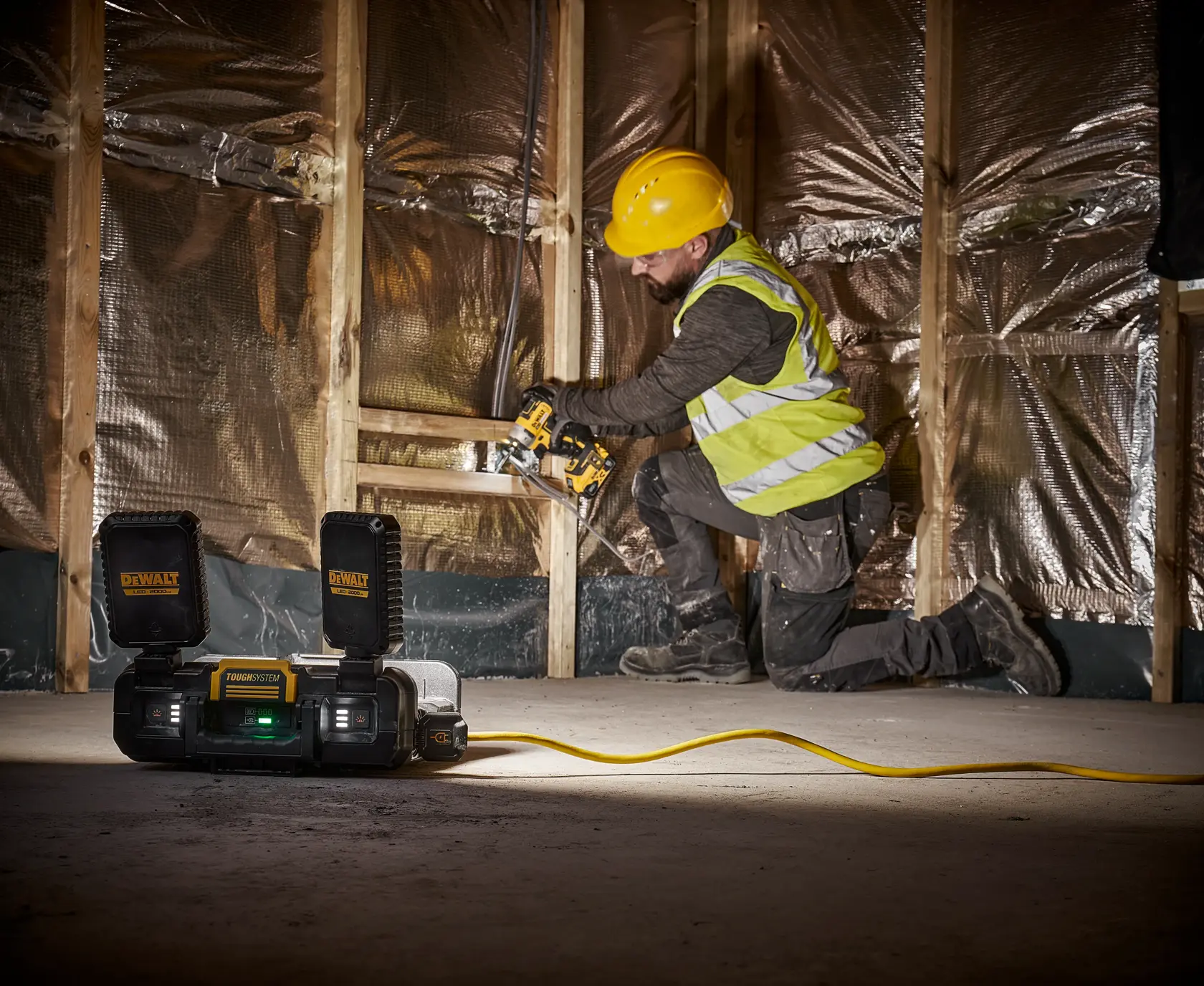 TOUGHSYSTEM 2.0 Adjustable Work Light running on AC Cord