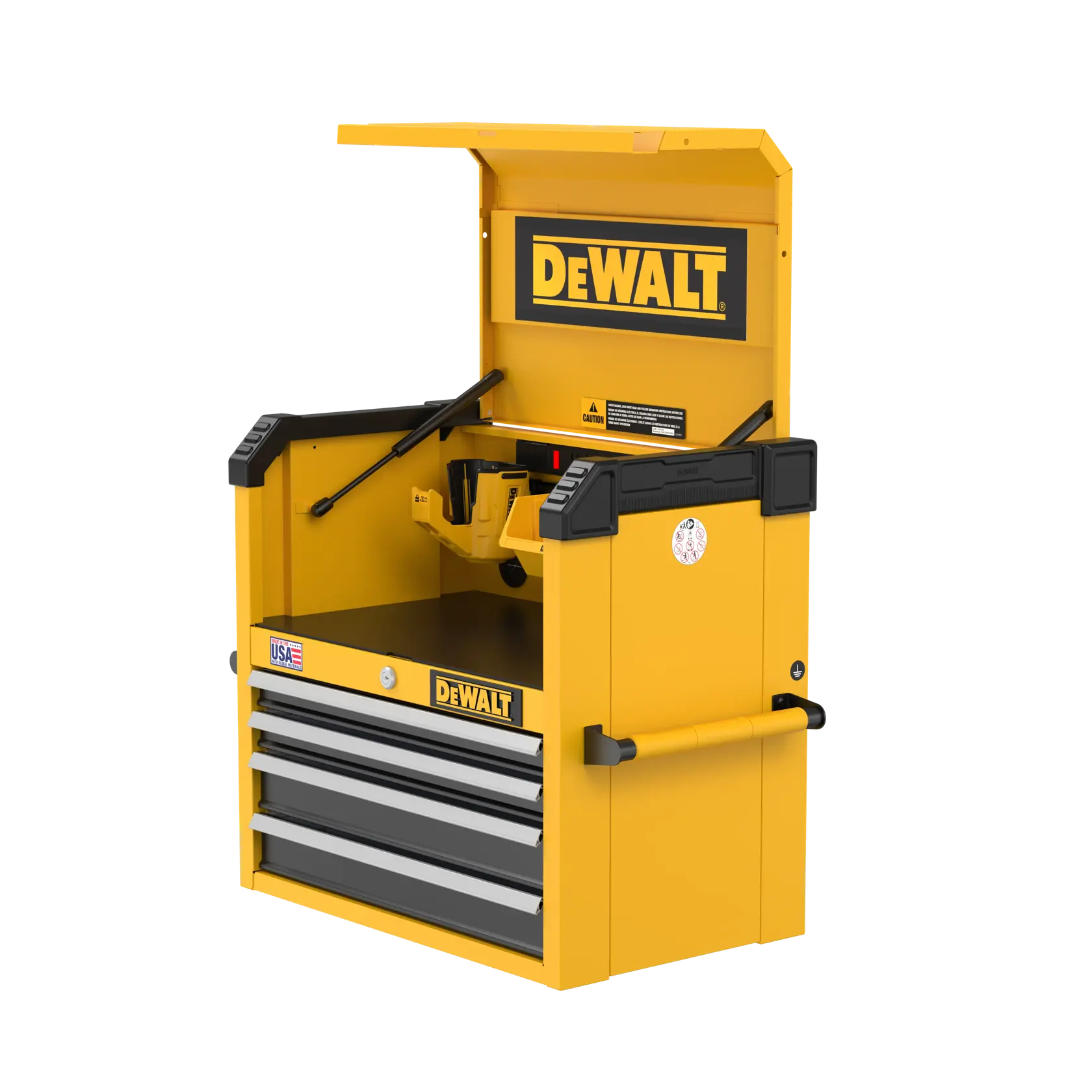 DEWALT 26“ W 4-Drawer Tool Chest Side Angle on White