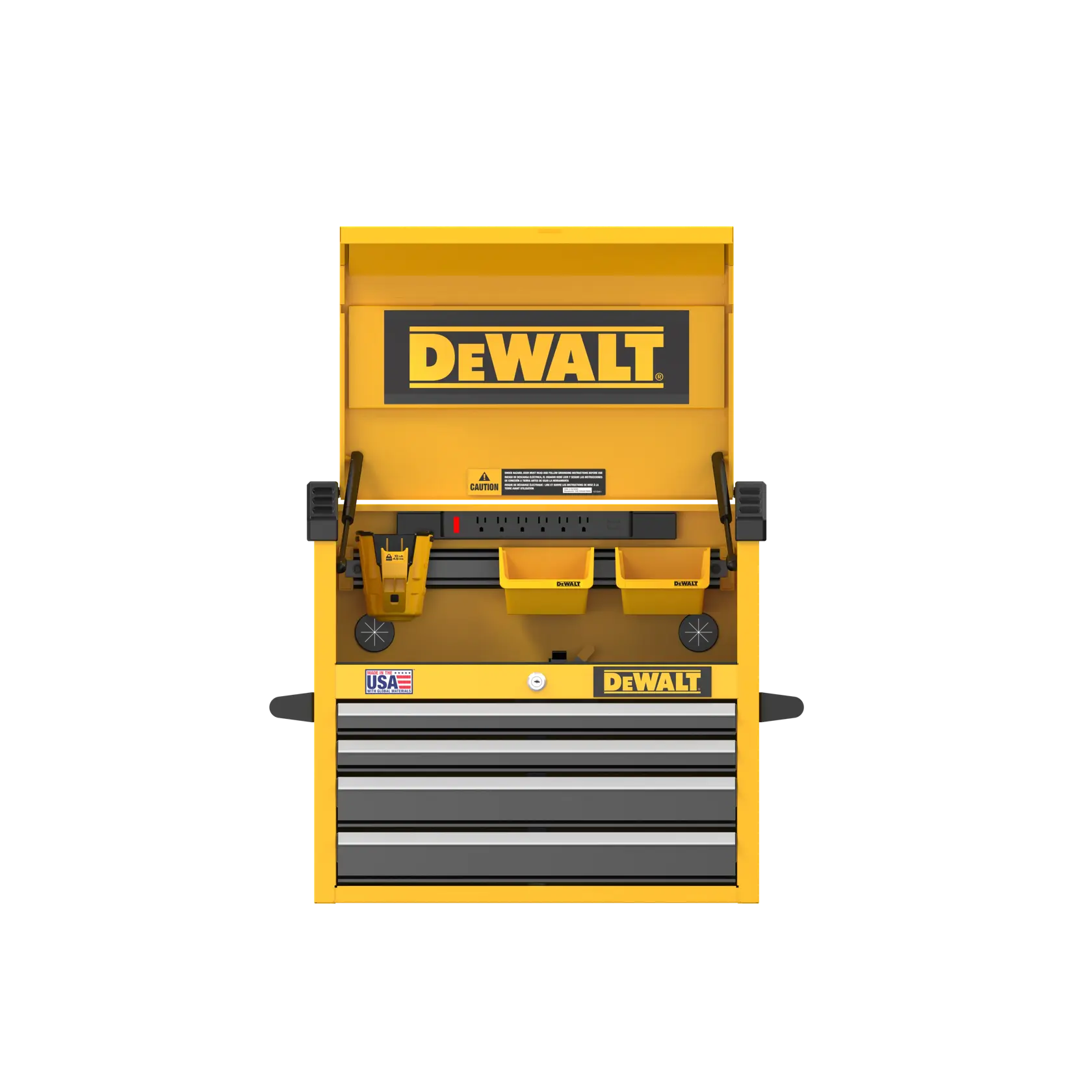 DEWALT 26“ W 4-Drawer Tool Chest Head on Angle on White