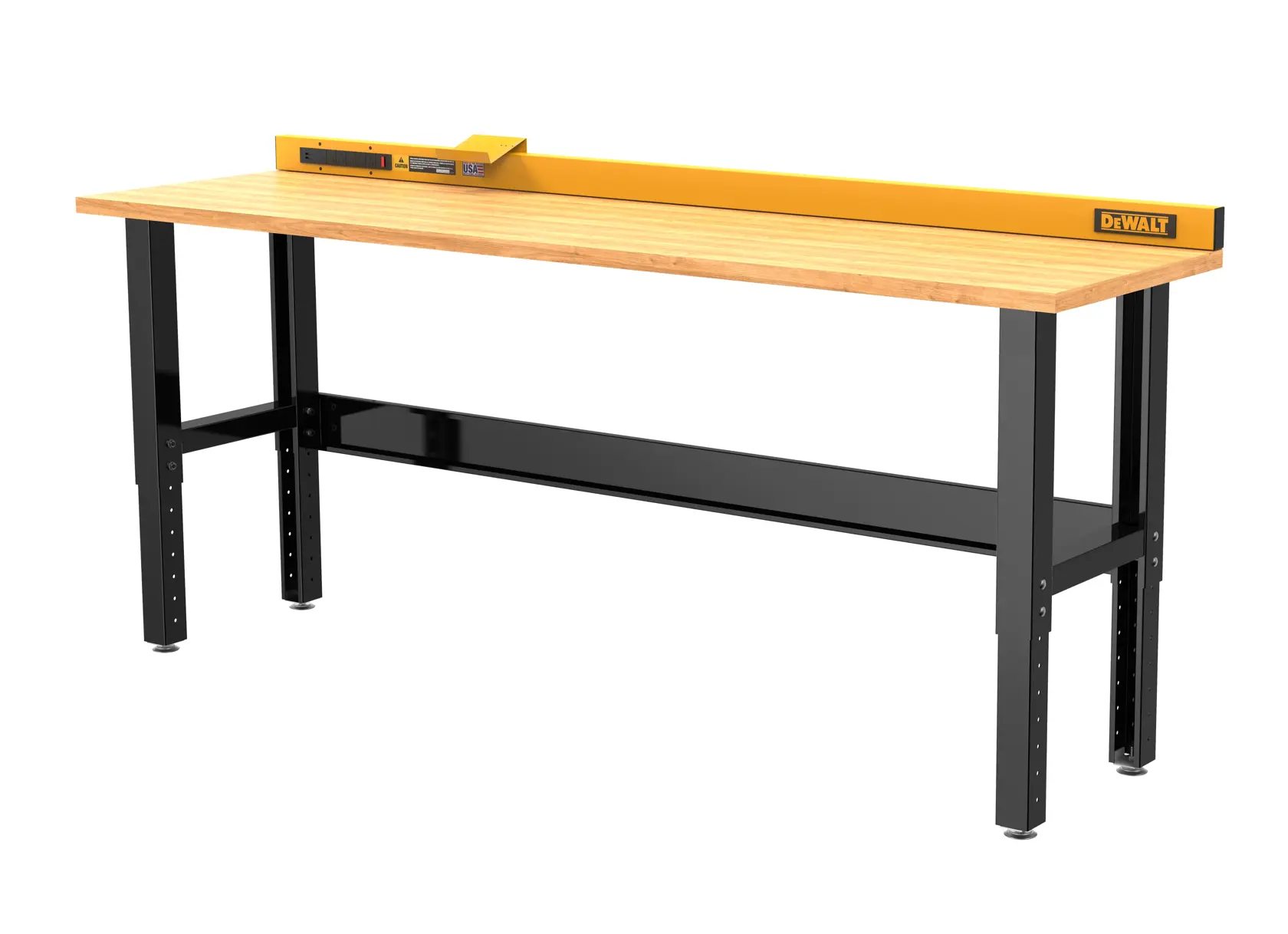 Side Angle view of wood top workbench