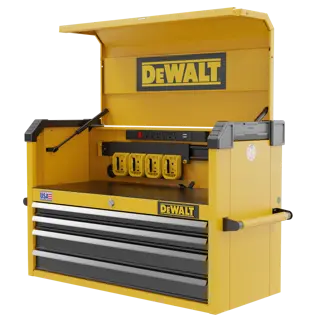 Three-Quarter View of DEWALT® 37 in. 4-Drawer Tool Chest on White