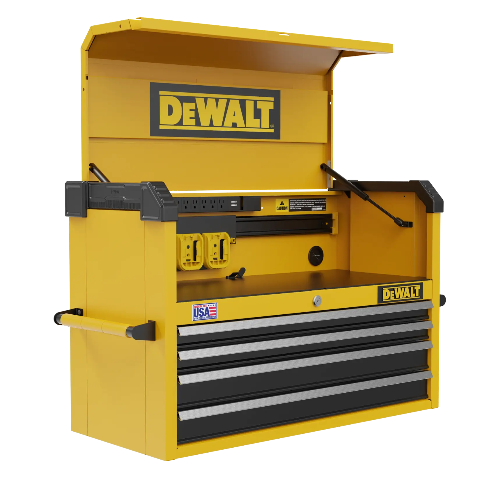 Three-Quarter View of DEWALT® 37 in. 4-Drawer Tool Chest on White