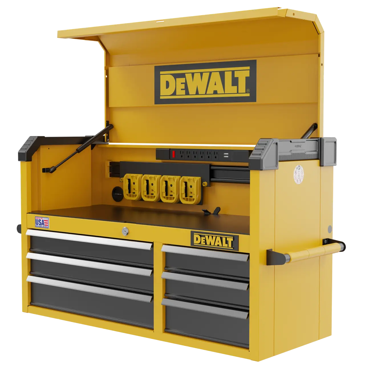 Three-Quarter View of DEWALT® 41 in. 6-Drawer Tool Chest on White
