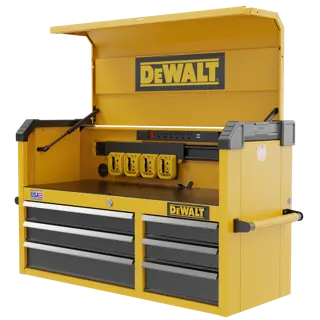 Three-Quarter View of DEWALT® 41 in. 6-Drawer Tool Chest on White