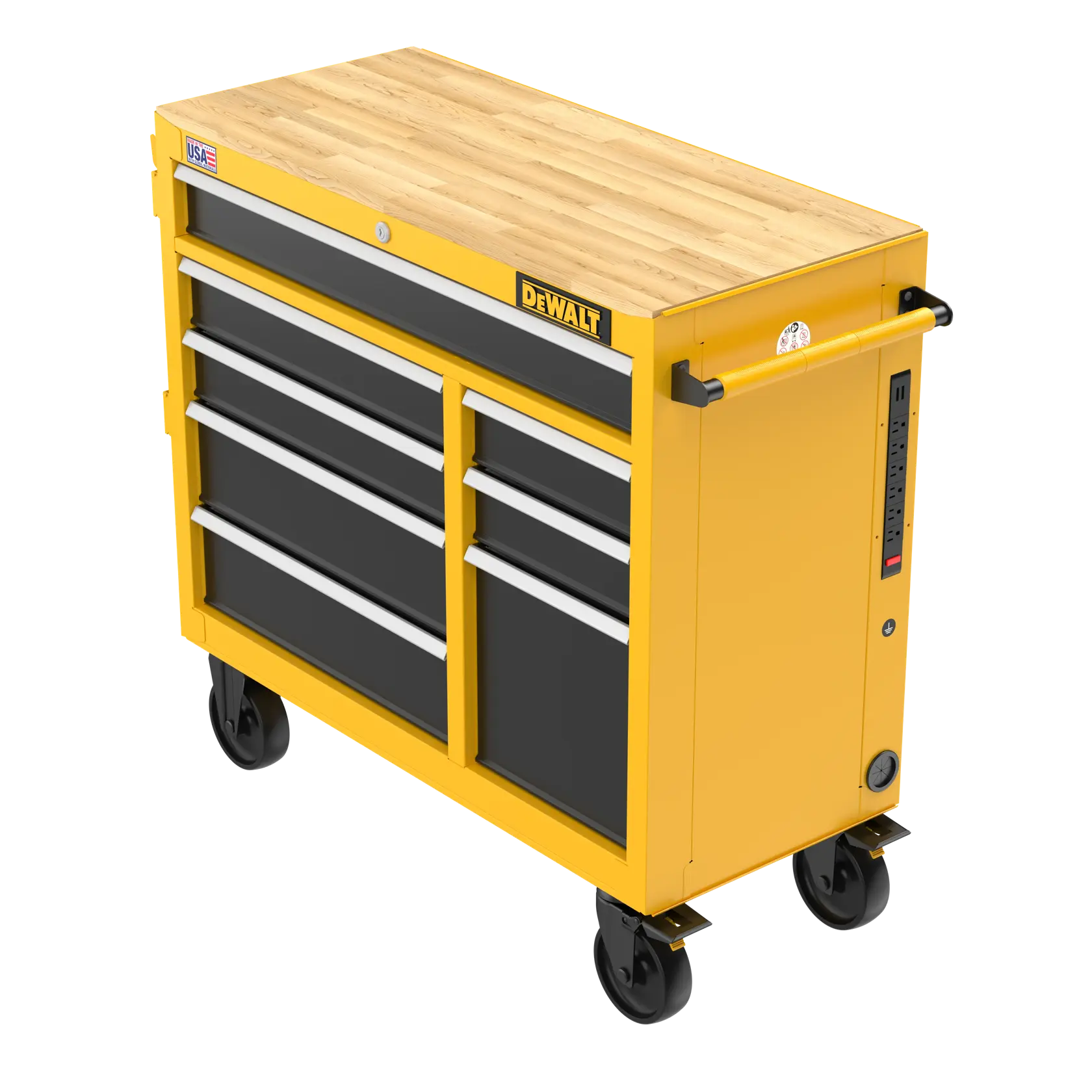 DEWALT 40“ Wide 8 Drawer Mobile Workstation Overhead View on White