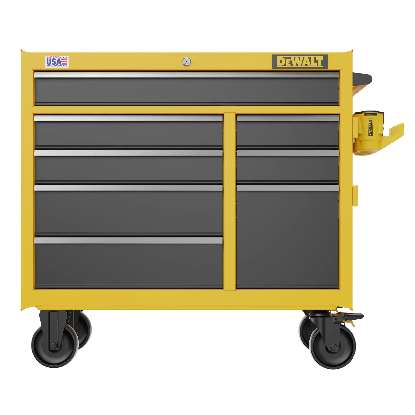 Profile View of DEWALT® 41 in. 8-Drawer Rolling Tool Cabinet on White