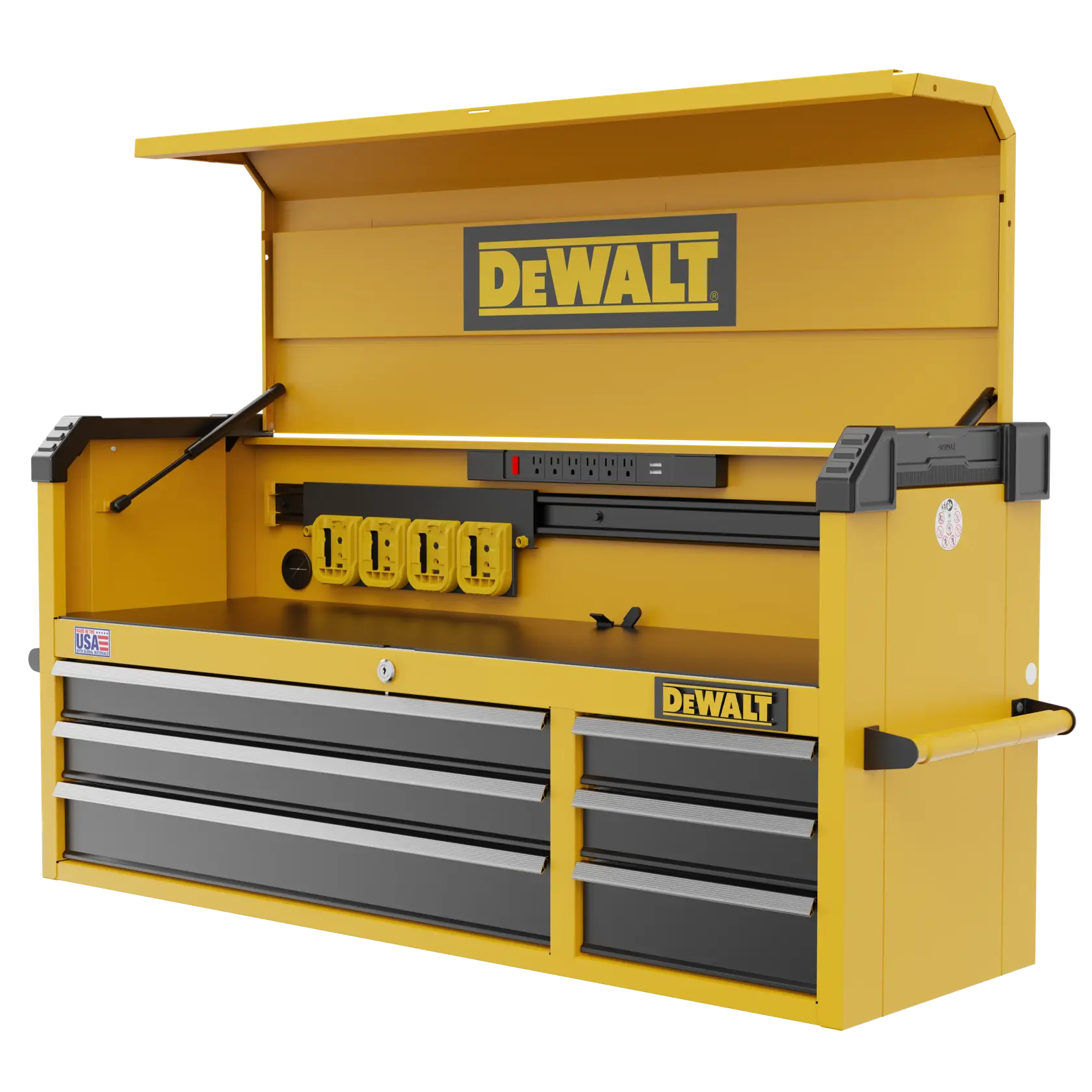 Three-Quarter View of DEWALT® 52 in. 6-Drawer Tool Chest on White