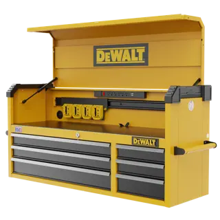 Three-Quarter View of DEWALT® 52 in. 6-Drawer Tool Chest on White
