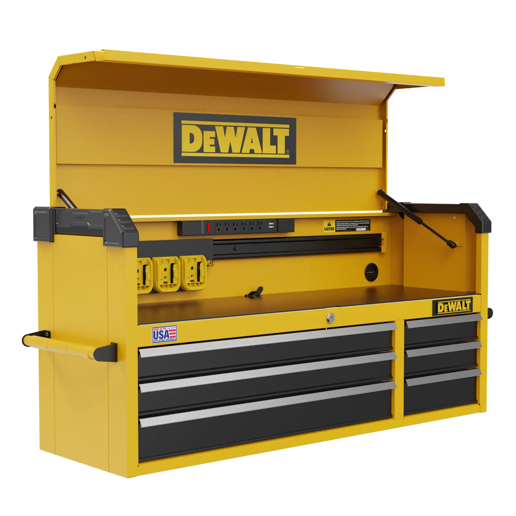 Three-Quarter View of DEWALT® 52 in. 6-Drawer Tool Chest on White