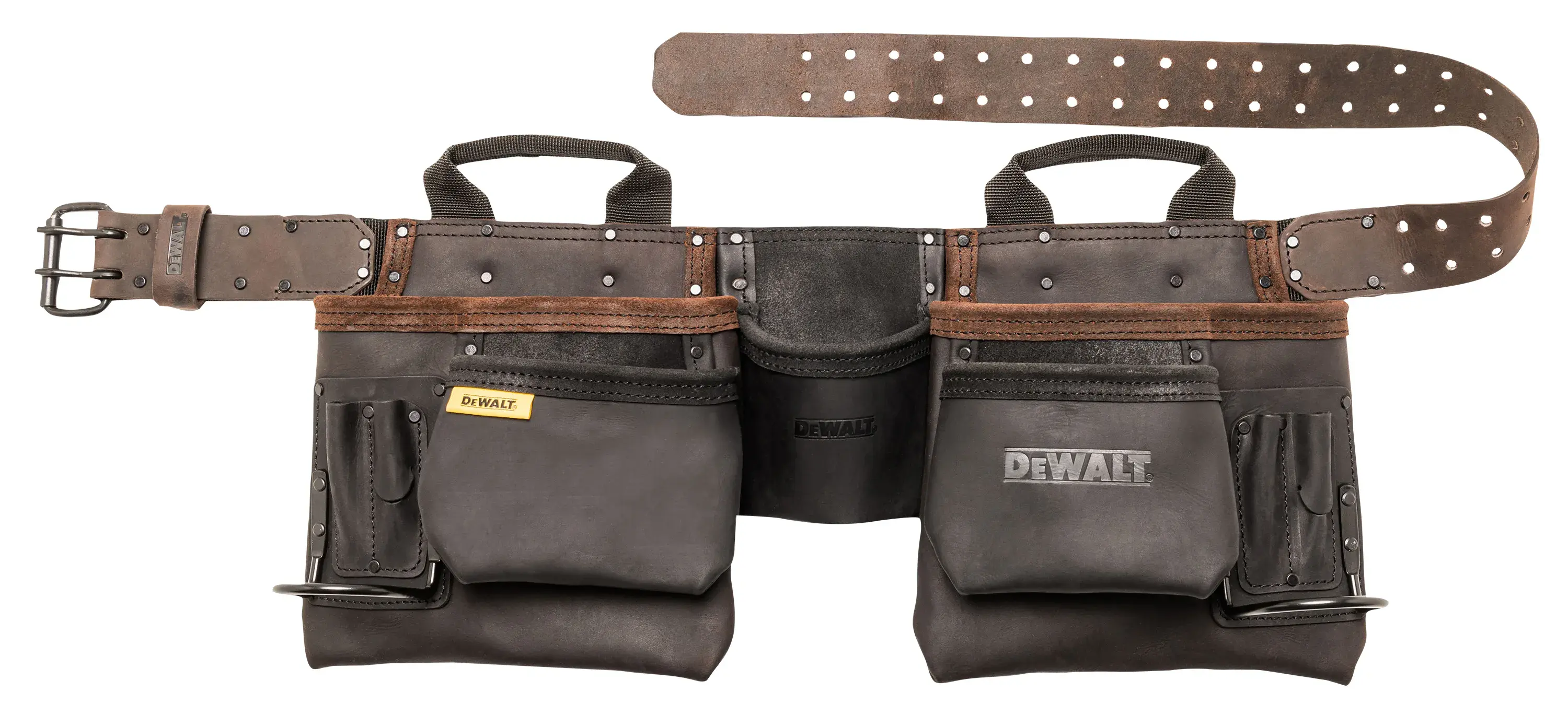 DEWALT LEATHER TOOL APRON FRONT FACING.