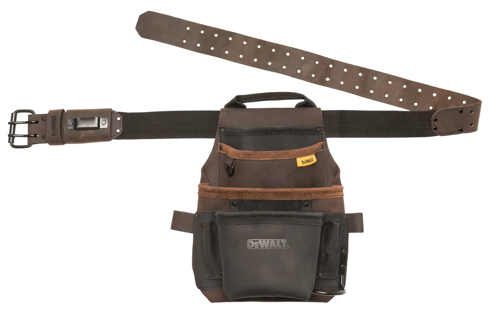 DEWALT LEATHER TOOL POUCH AND BELT FRONT FACING