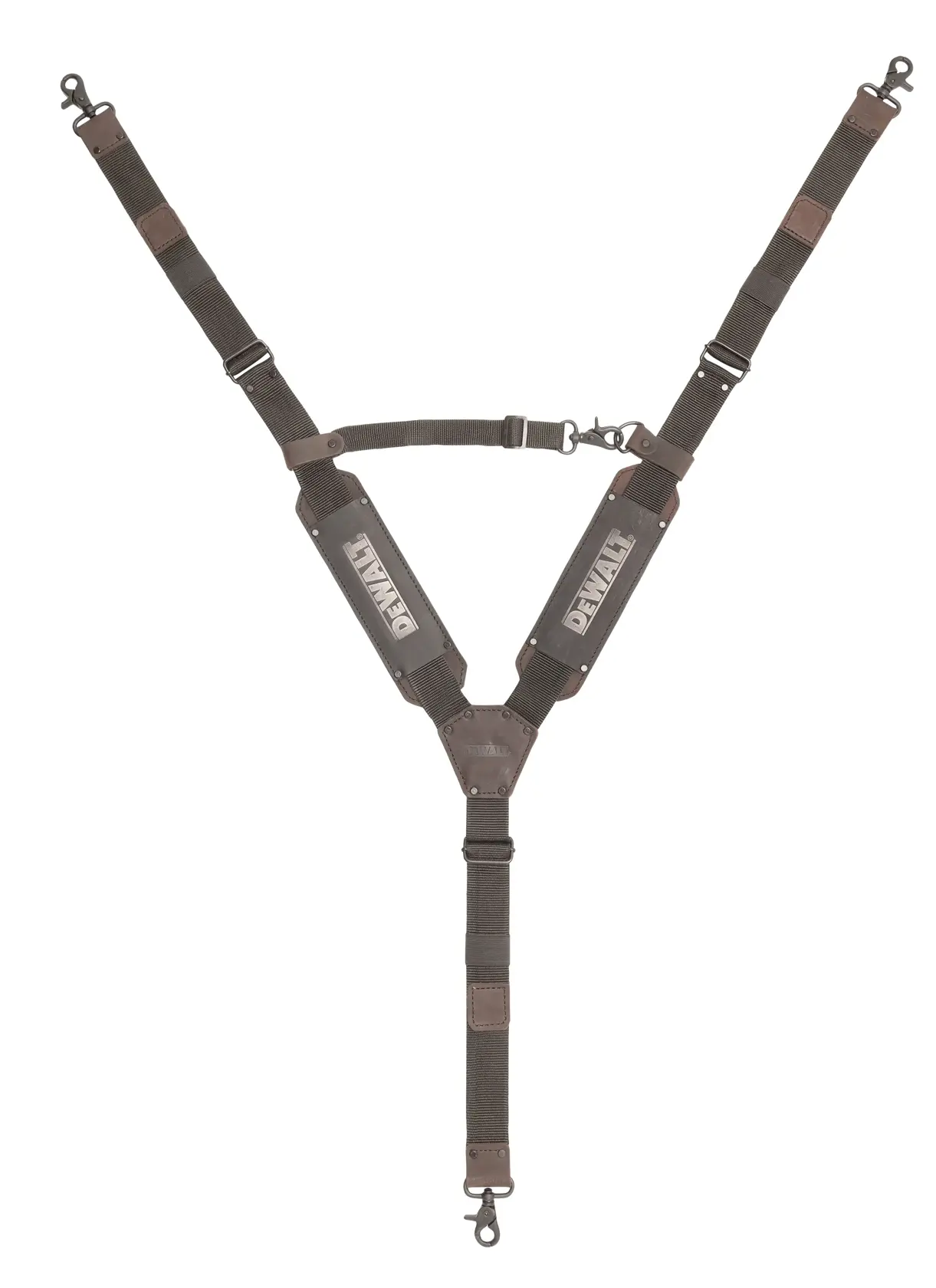 DEWALT LEATHER TOOL BELT SUSPENDERS FRONT FACING