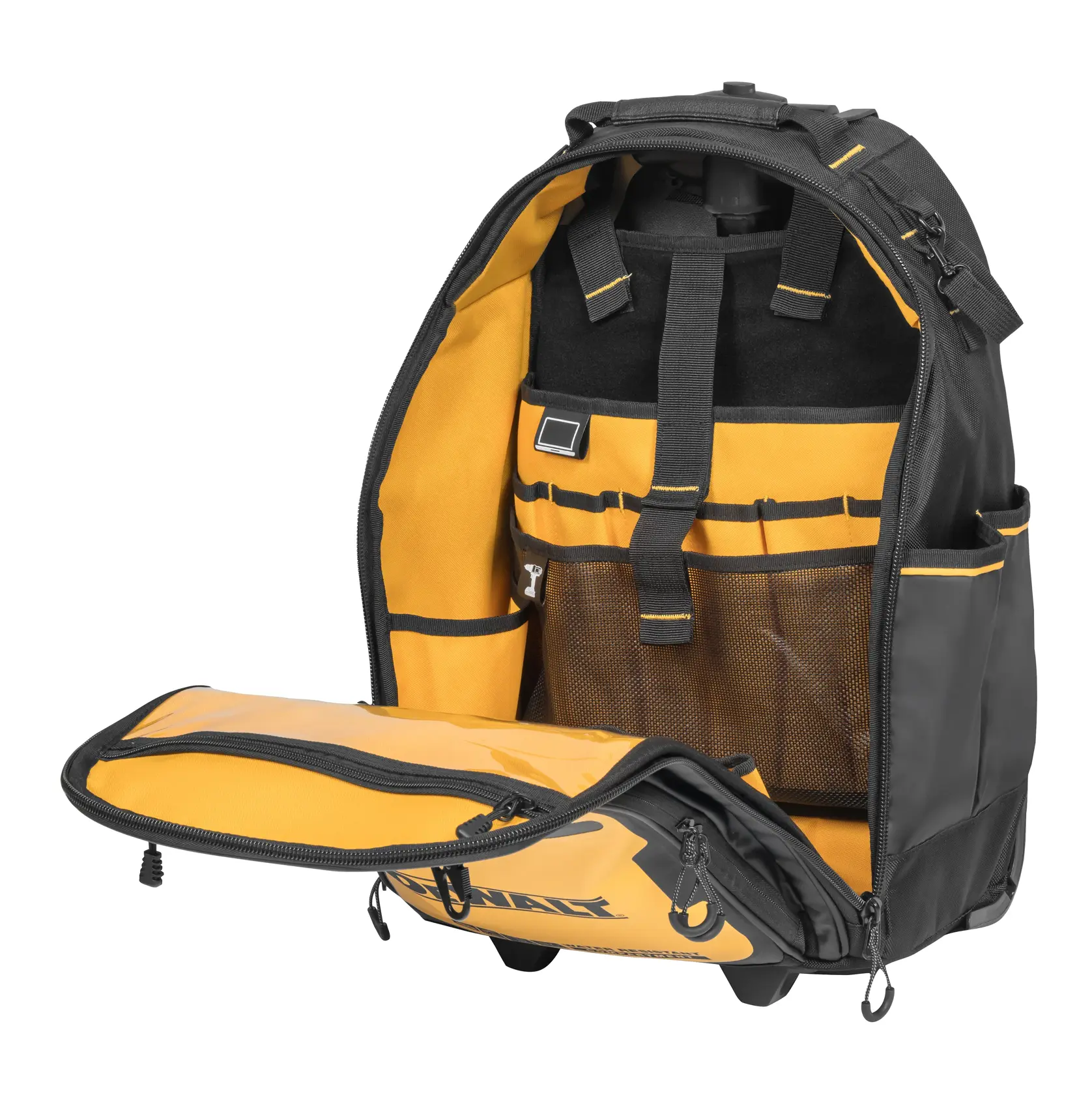 DEWALT PROFESSIONAL BACKPACK WITH WHEELS FRONT OPEN