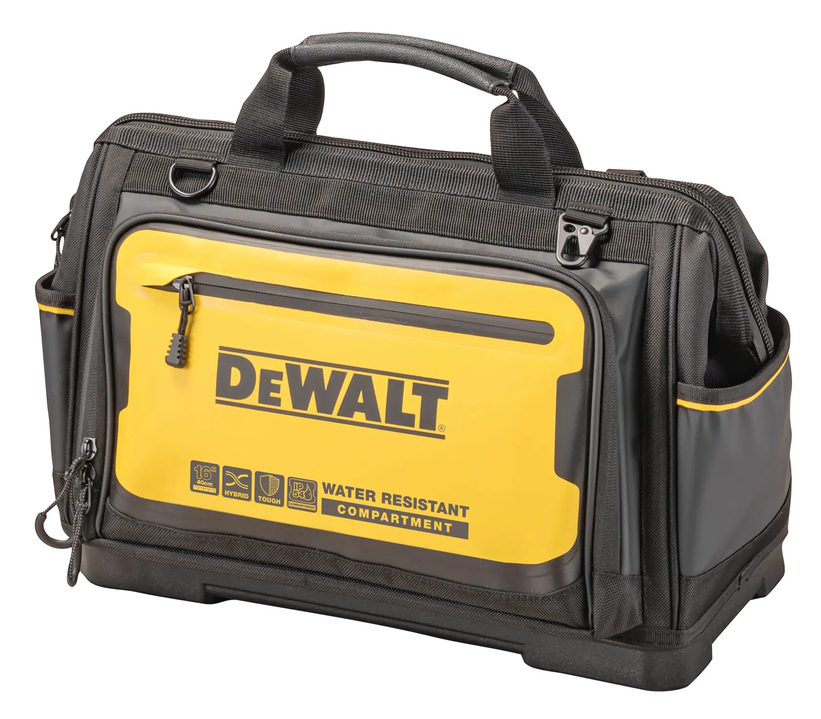 DEWALT 16 INCH PRO OPEN MOUTH TOOL BAG FRONT 3/4 ANGLE
