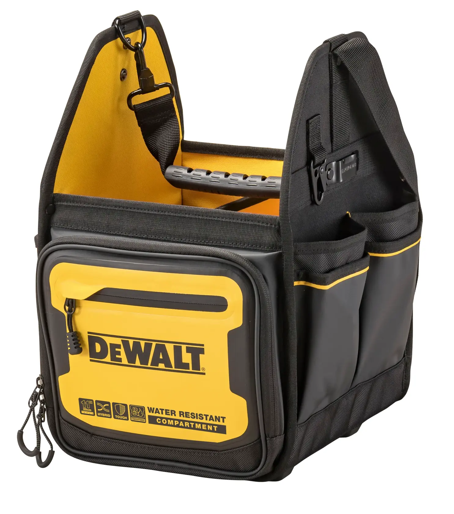 DEWALT 11 INCH PRO ELECTRICIAN TOTE FRONT FACING 3/4 ANGLE