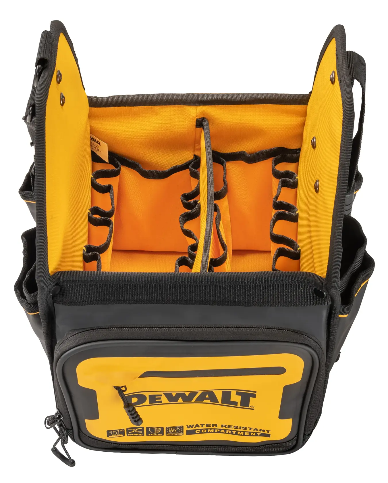 DEWALT 11 INCH PRO ELECTRICIAN TOTE OPEN LOOKING DOWN