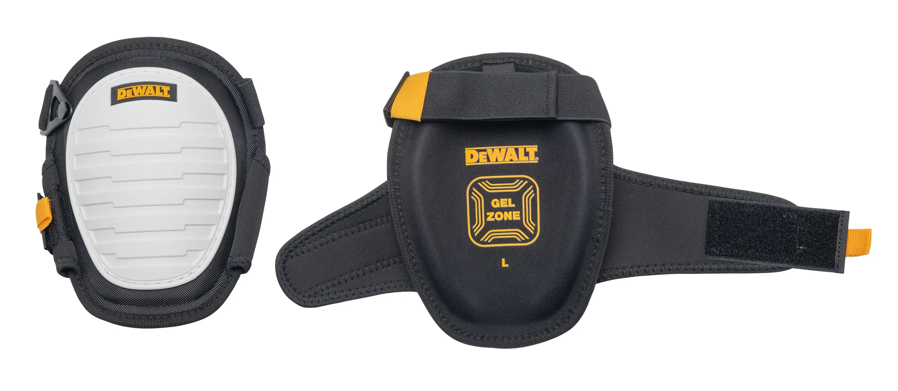 Non-Marring Knee Pads with Gel showing adjustable strap on whitern