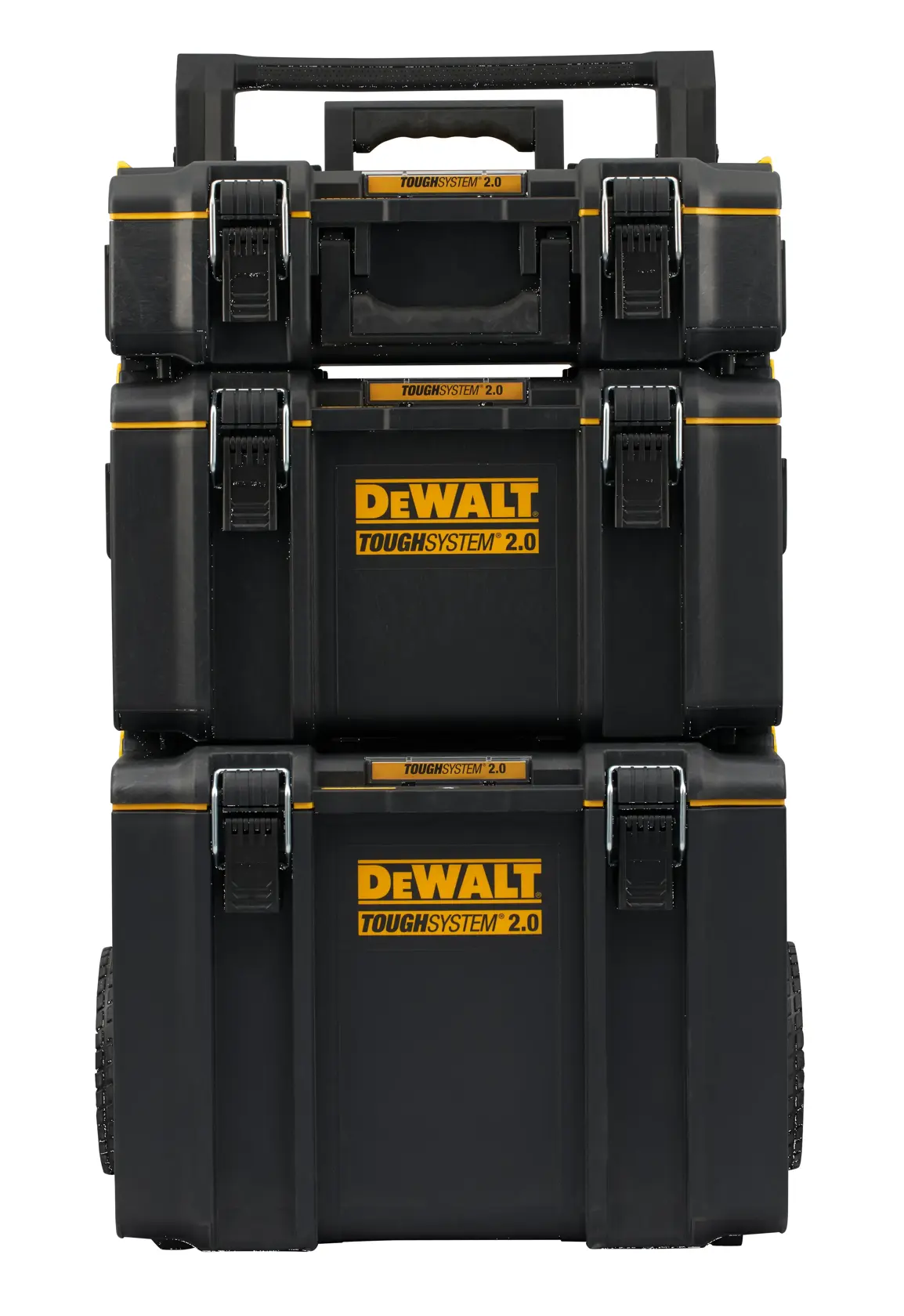 Close up of durable two-piece front latches