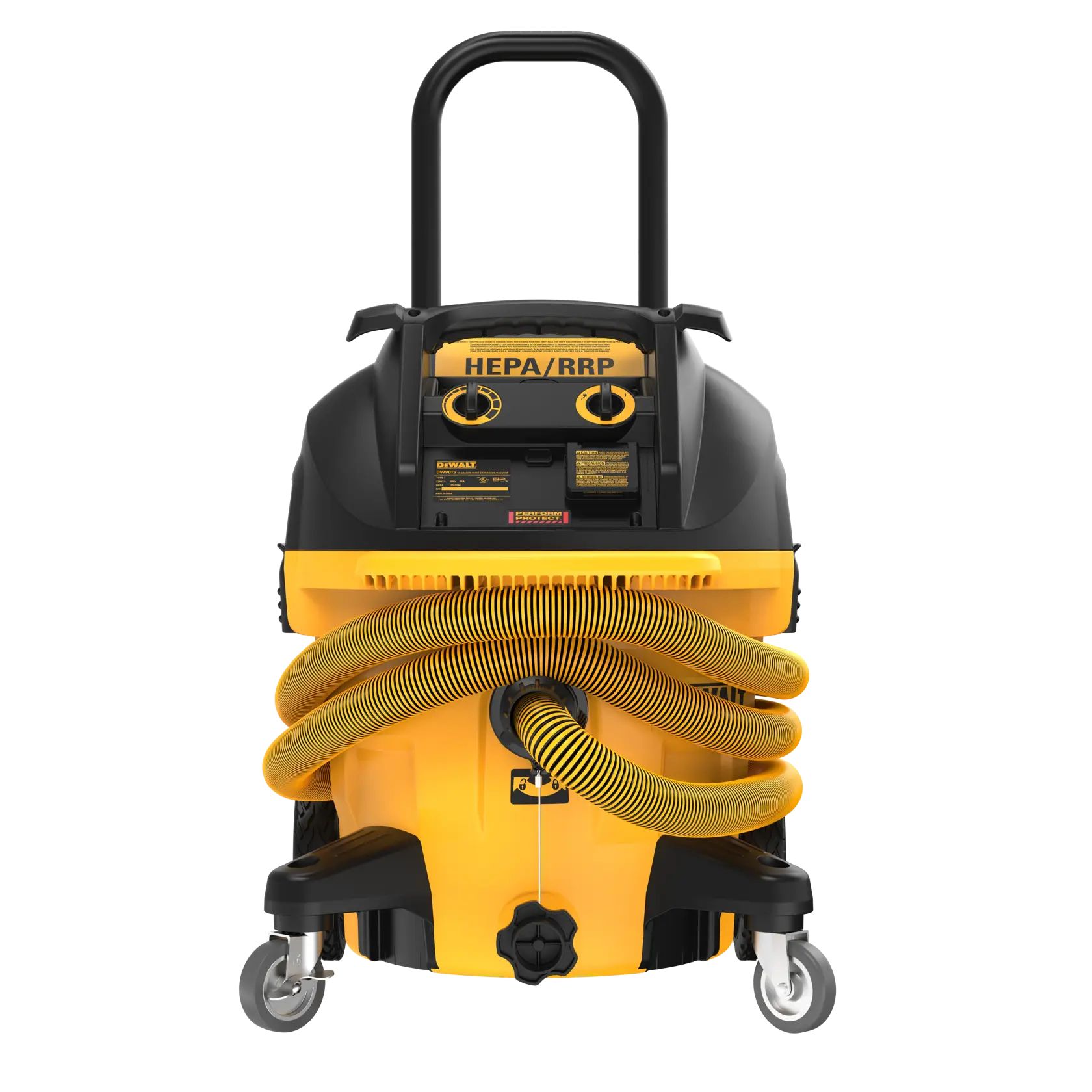 Dust extractor with the hose wrapped around the unit