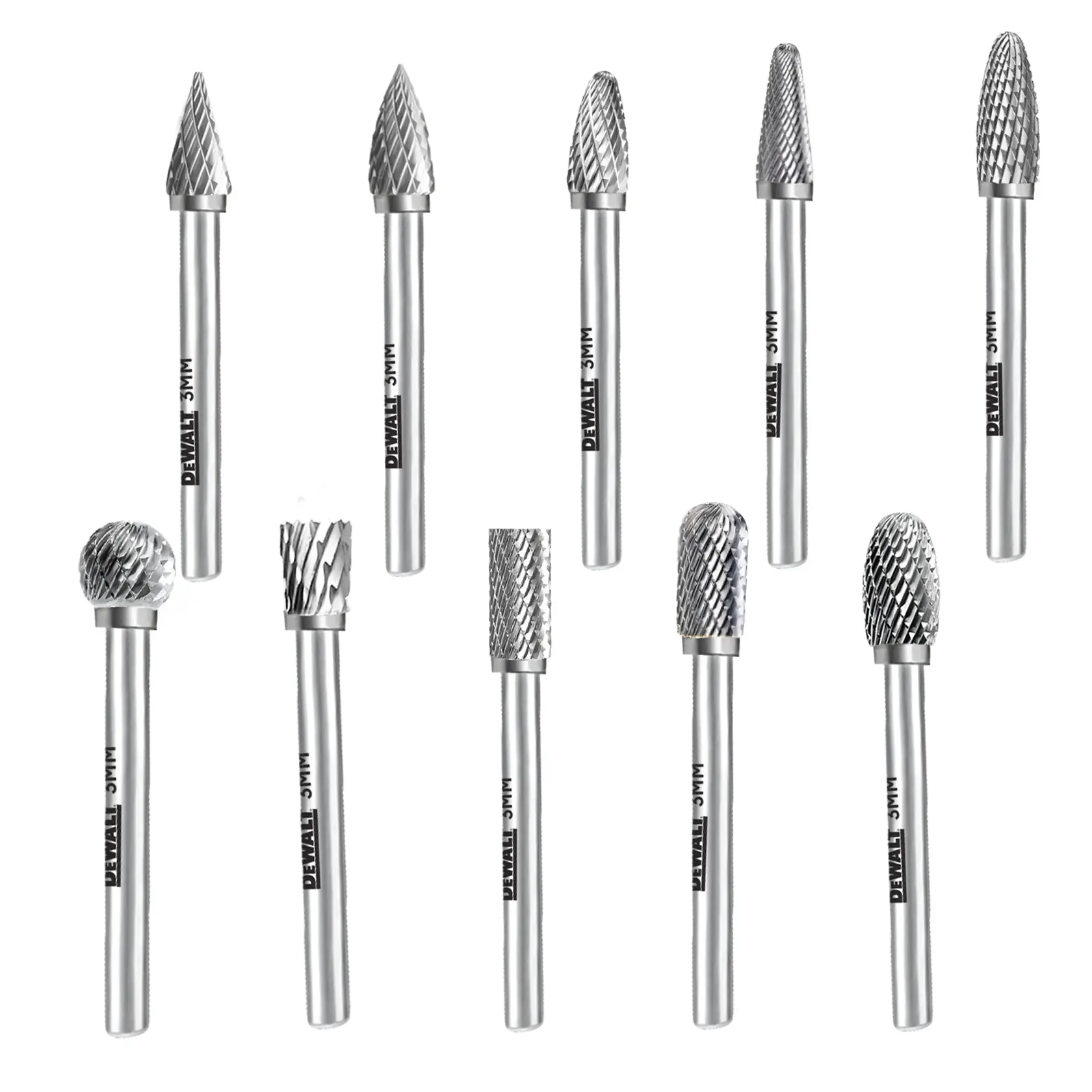 DEWALT® 10 Pack Size 3MM Carbide Burrs thumbnail 2