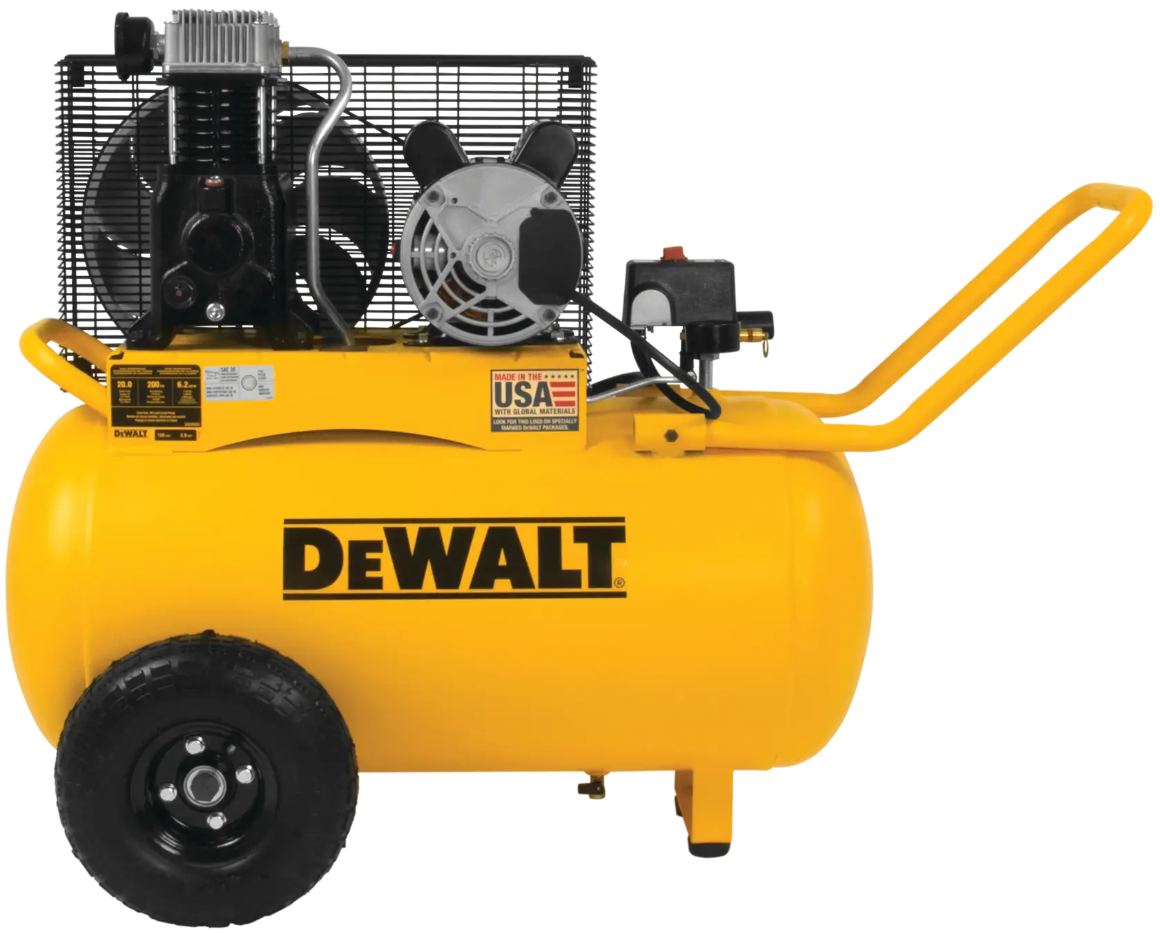 Oil lubed belt drive portable horizontal electric air compressor.n