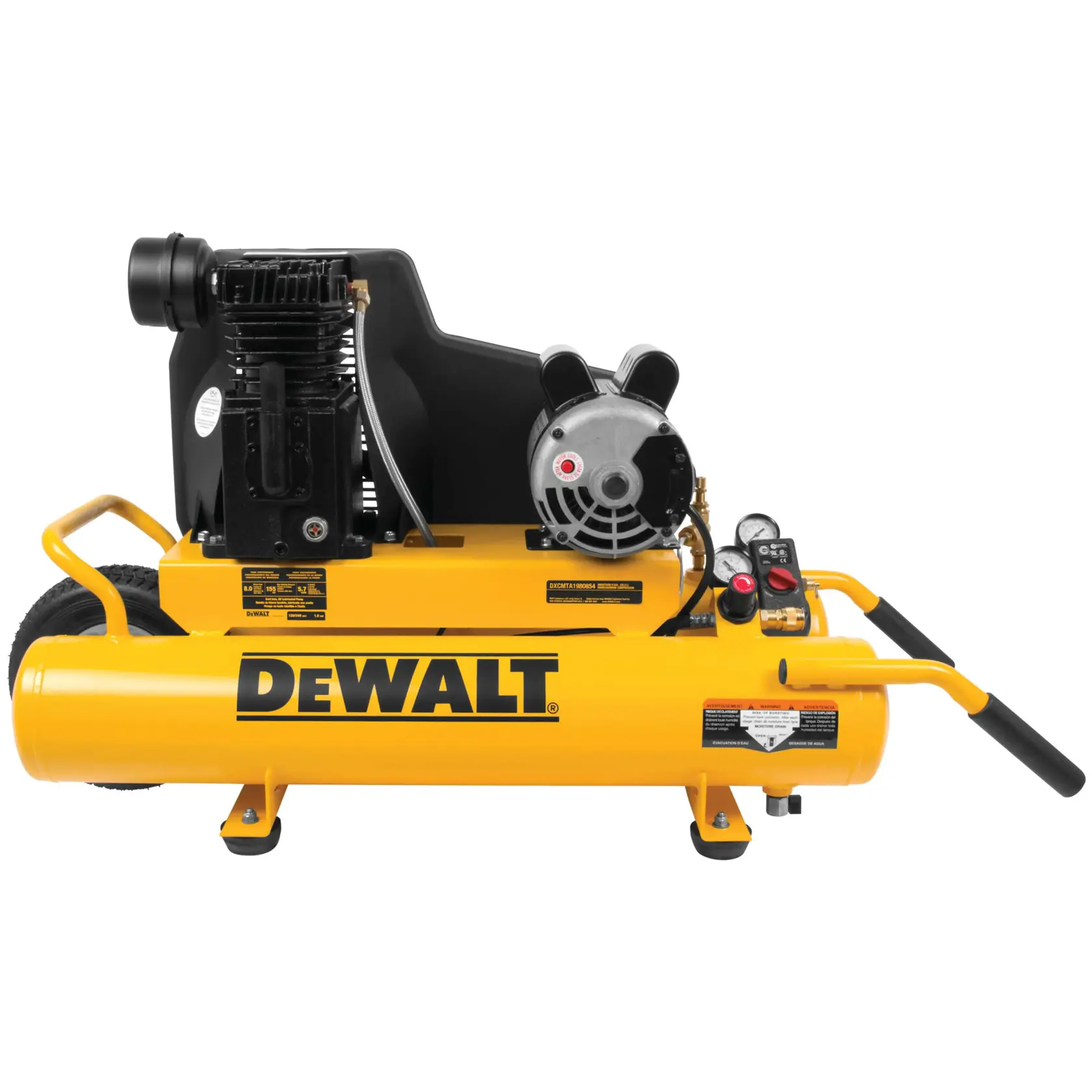 DEWALT® 155 PSI 1.9 HP Electric Dual Voltage Wheelbarrow Air Compressor (8 gal) thumbnail 5