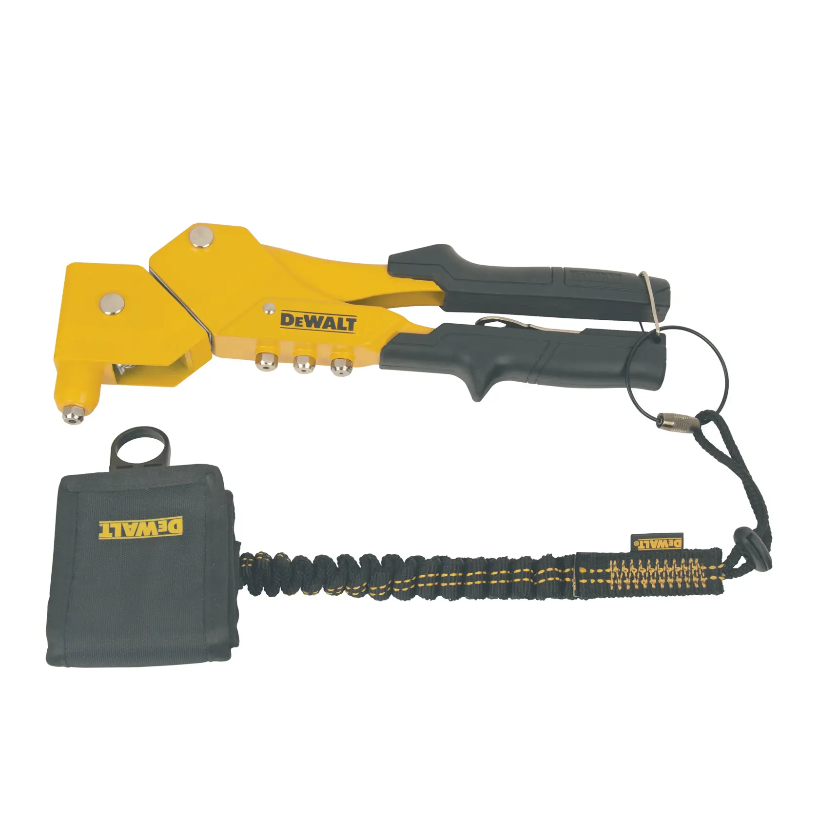 Top view of the  DEWALT Wristband Tool Anchor with Lanyard, tool attachment