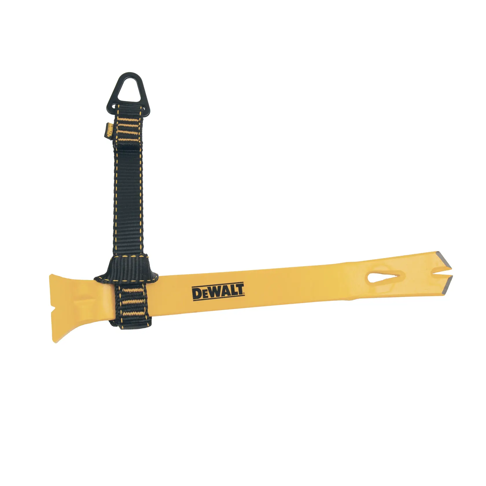Front view of the DEWALT V-Ring Tool Attachment on a pry bar
