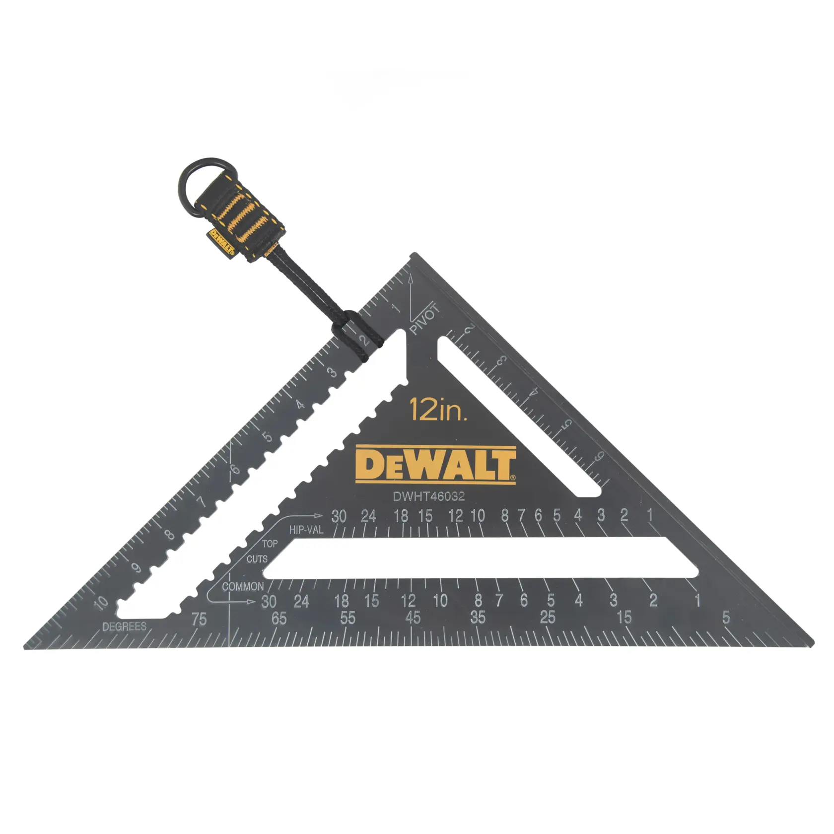 Front view of the DEWALT Cinch Loop Attachment on a Rafter Square