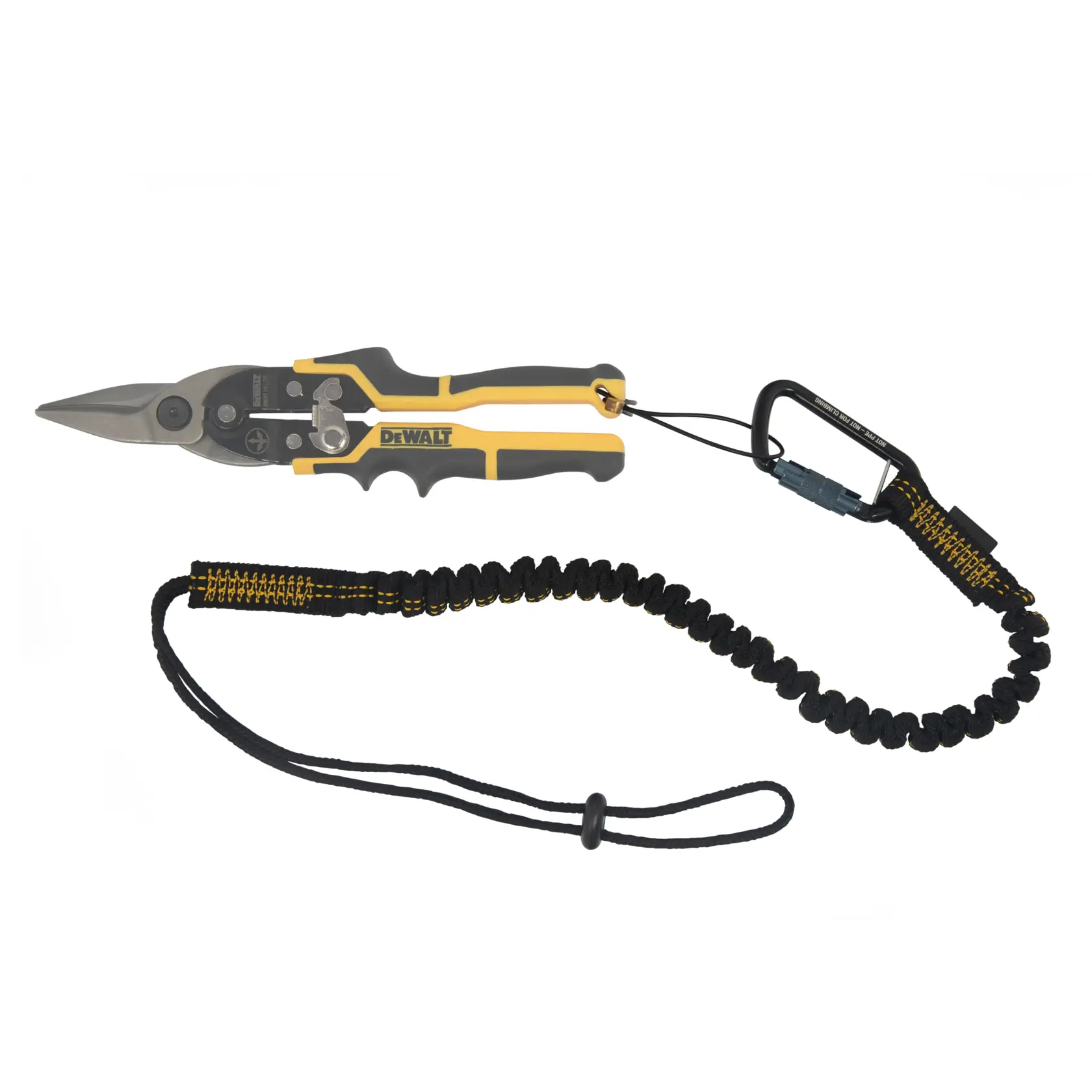 Front view of the Wire Tool Attachment, and tool lanyard on a snips