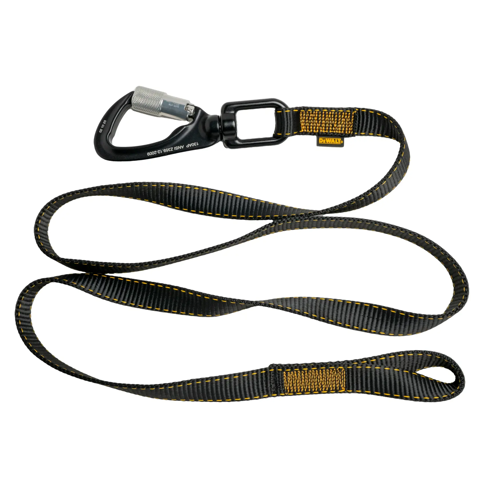 Front view of the DEWALT Single Leg Tool Lanyard, 80 lb. capacity