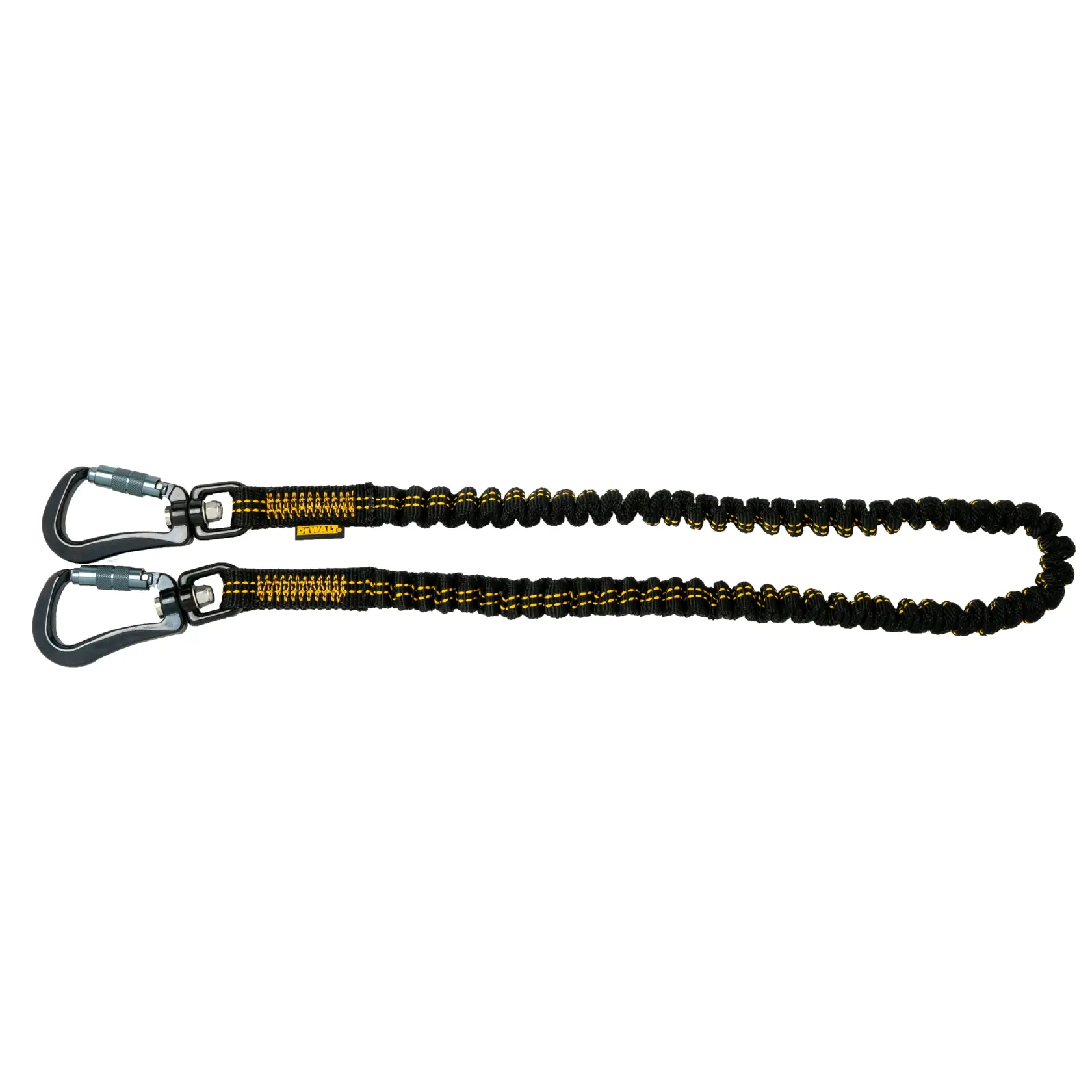 Front view of the DEWALT Power Tool Lanyard Dual Carabiner 75“, 25 lb. capacity“