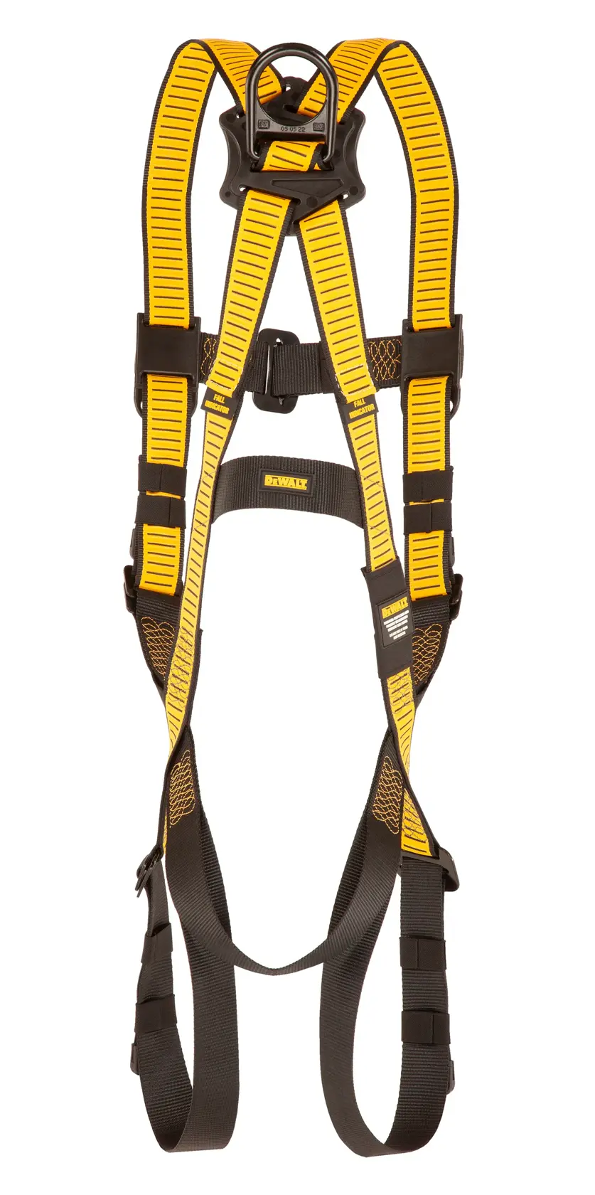 Back view of DEWALT D1000 HARNESS Vest Style, 5 Points Adjustment with Pass-Thru Legs Buckles