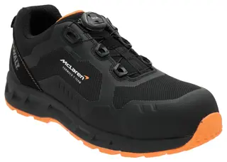 ¾ view facing right of the DEWALT x McLaren Torque Men's Safety Shoes in black