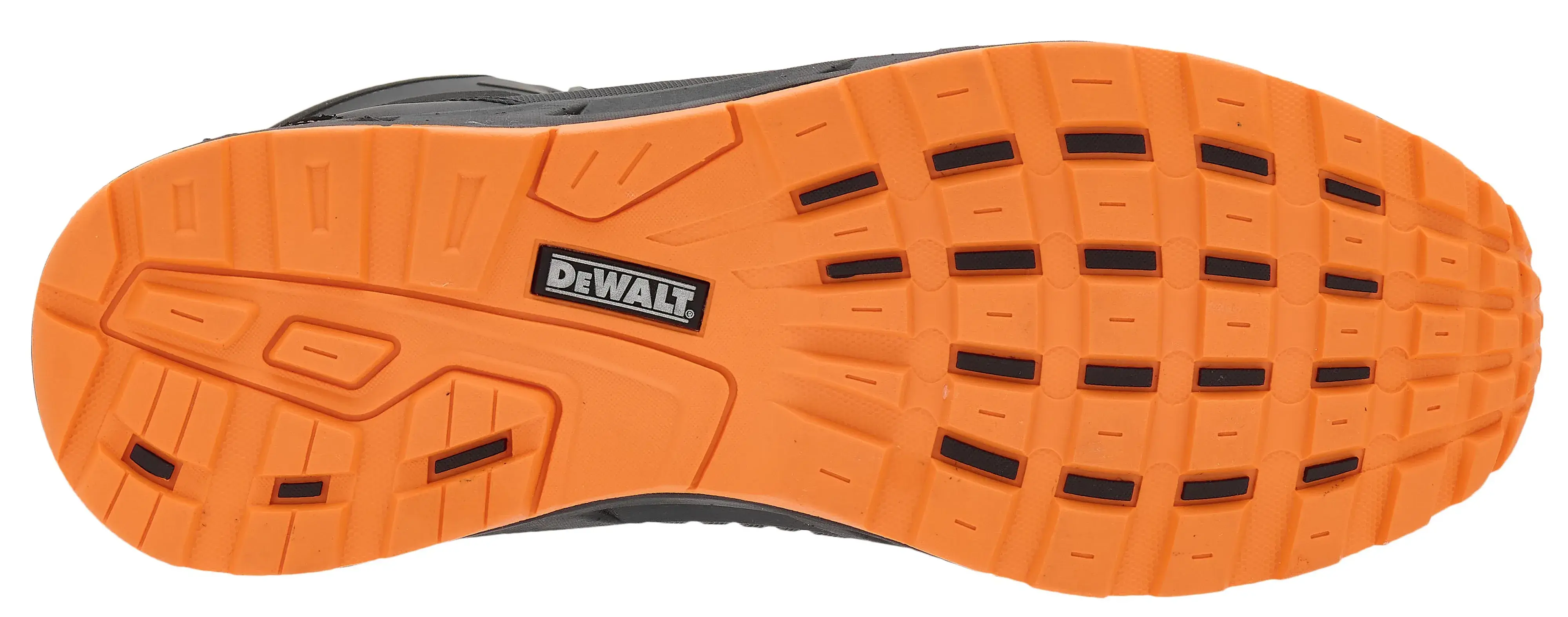 Sole view facing right of the DEWALT x McLaren Torque Men's Safety Shoes in black