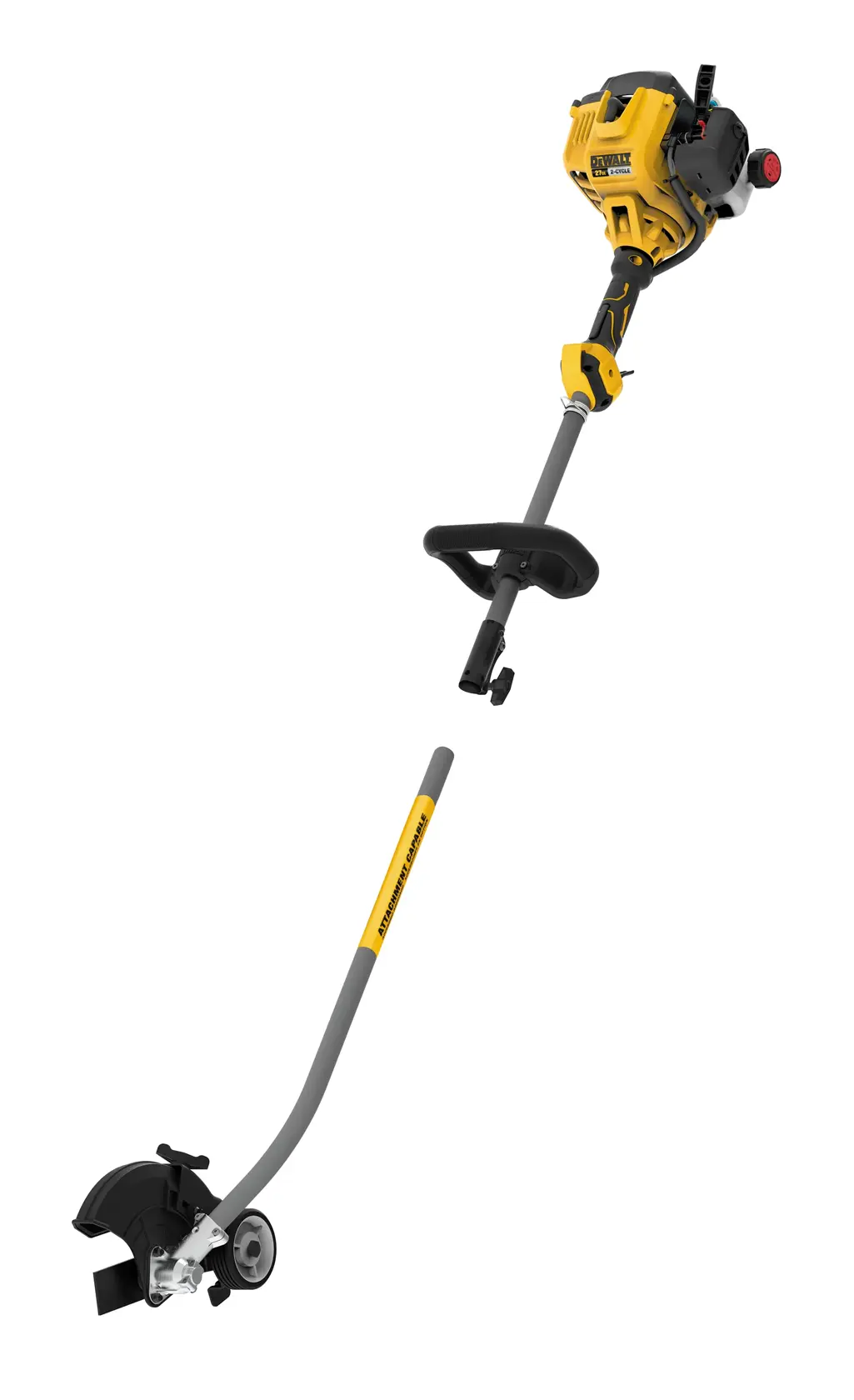 Profile of 27 cubic centimeters 2 Cycle Straight Stick Edger with Attachment Capability.
